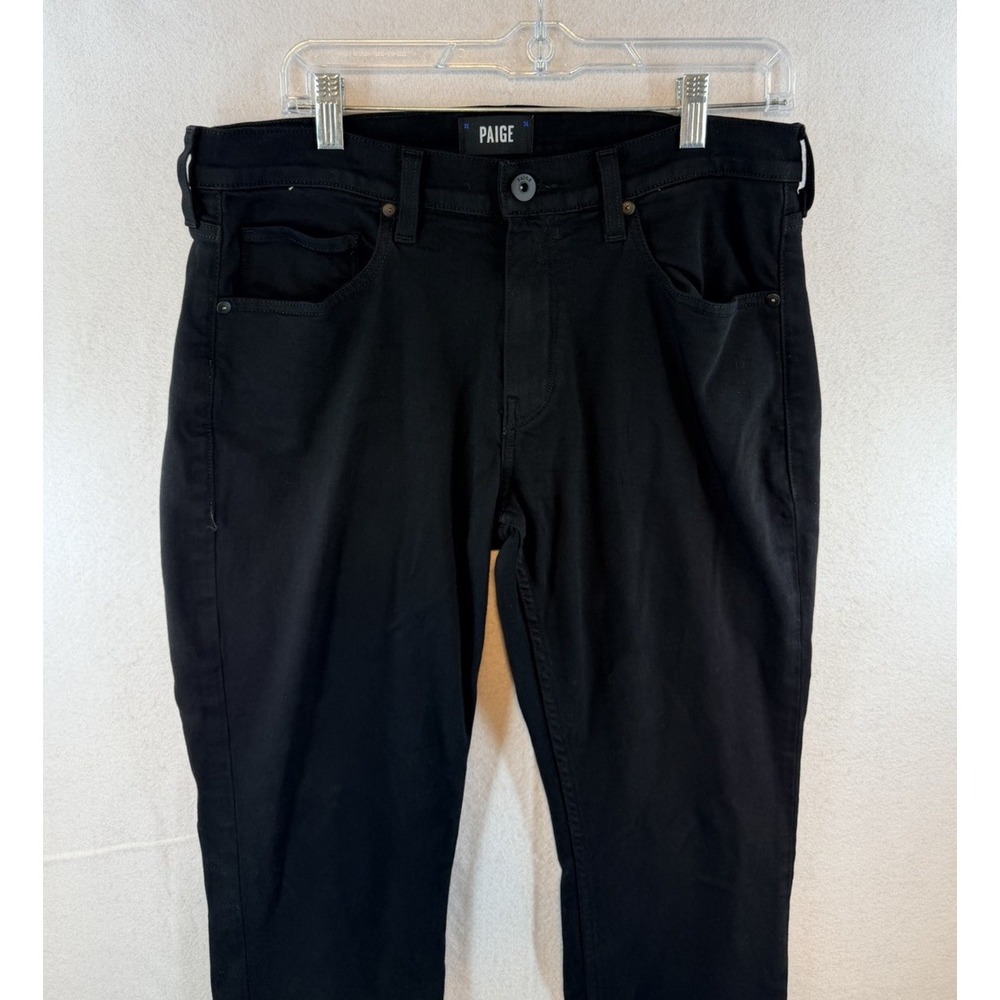 Paige Federal Men's Slim Straight 5-Pocket Stretch Jeans in Black Shadow, 32x34